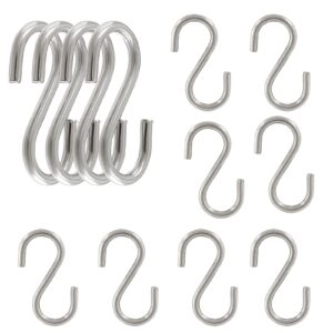 harskiyer 12pcs 304 stainless steel s hooks, 0.12'' / 3mm metal s shaped hooks heavy duty hangers hanging hooks for hanging pots plants cups clothes keys caps