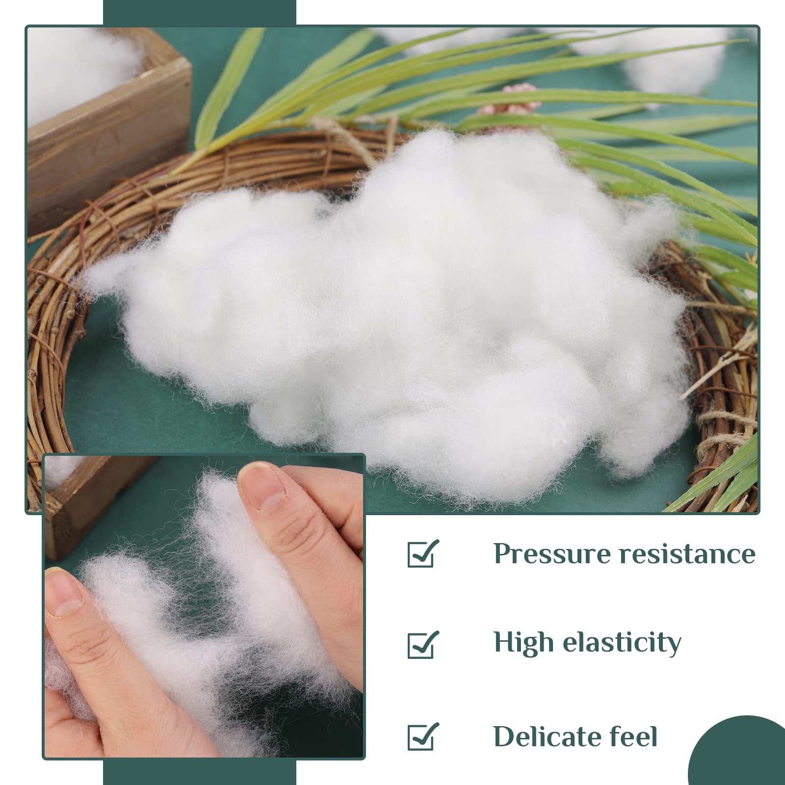 LOKUNN 60g/2.12oz Polyester Fiber, Polyester Fiber Fill, Pillow Stuffing, Stuffing Stuffed Animal, Cushion Stuffing, High Resilience Fill Fiber for Stuffed DIY Crafts