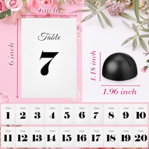 20 Pieces Table Number Cards Round Table Number Stands Modern Cursive Table Number 1-20 for Wedding Reception Anniversary Party Restaurant Events 4 x 6 Inches (Black)