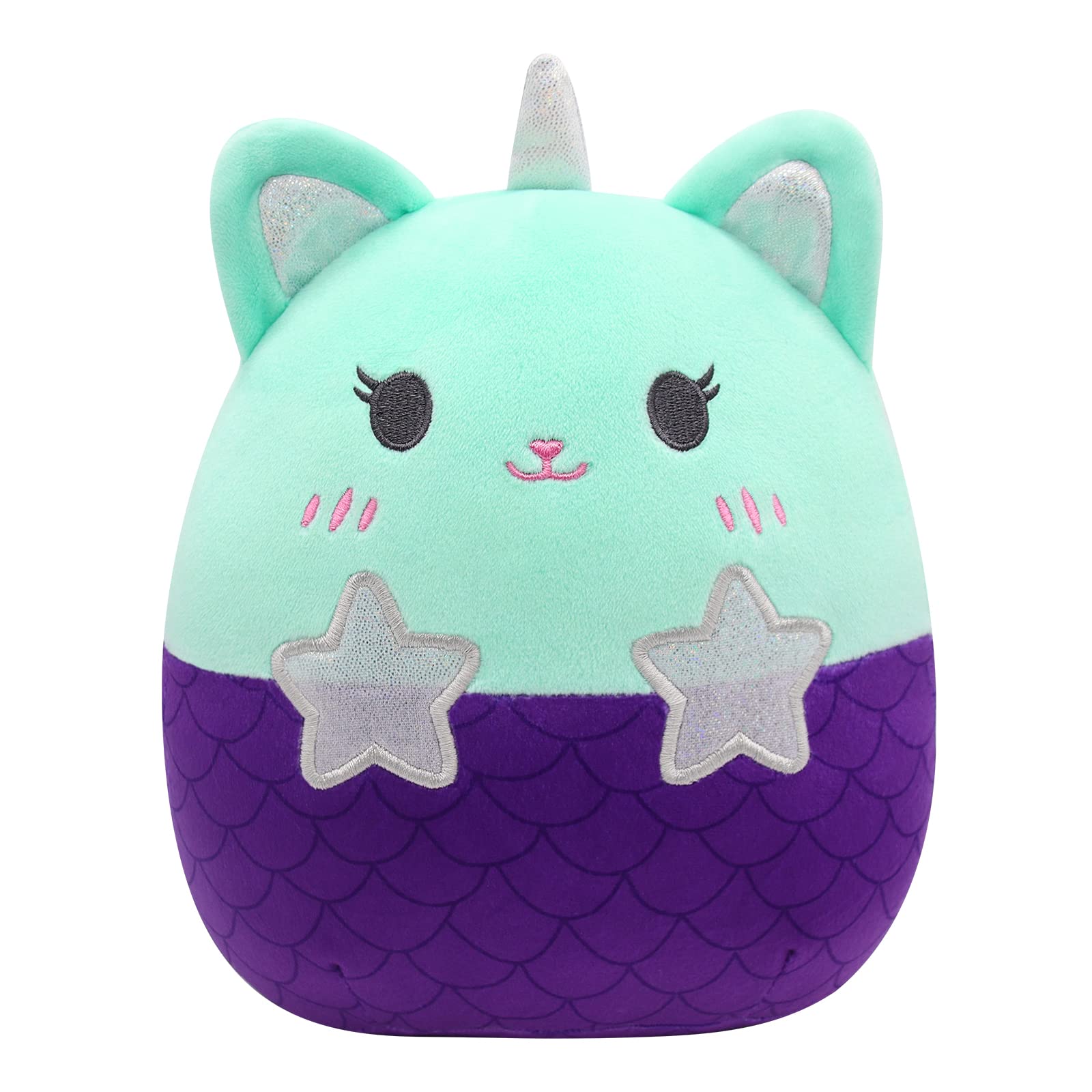 Mowatusy Cat Stuffed Animals Plush Toys, Kawaii Mermaid Plush Cat Pillow, Cute Mermaid Cat Plush Doll, Mermaid Plush Toys Purple Cat Pillow Gifts for Kids Girls Boys