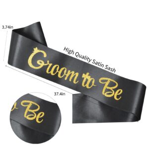 Groom to Be Sash, Glitter Gold Black Bachelorette Party Sash for Bridal Shower Wedding Party Accessories Supplies Engagement Gifts