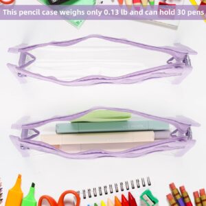 eggigi Clear Pencil Case with Zipper, Makeup Color Pouch, Cosmetics Bag, Multi-Purpose Travel Adult Transparent Stationary Bag, Office Organizer Box for Adluts (Purple)