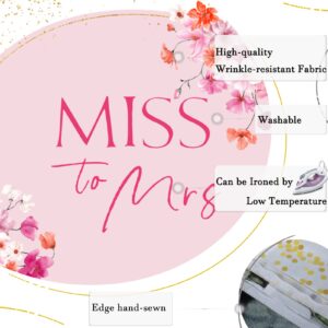 Rsuuinu Miss to Mrs Bridal Shower Backdrop Pink Flowers Golden Dots Photography Background Wedding Bride to Be Cake Table Party Decorations Banner Supplies Favors Photo Booth Studio Props 7x5ft