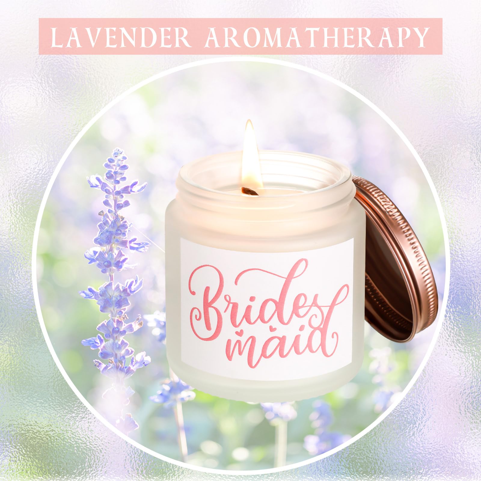 MTLEE 8 Pcs Bridesmaid Gifts Bridesmaid Proposal Candle Jar Lavender Scented Bridal Proposal Gift Natural Soy Wax Candles Matron Maid of Honor Gift Set for Bridal Shower, Wedding, Bachelor Party