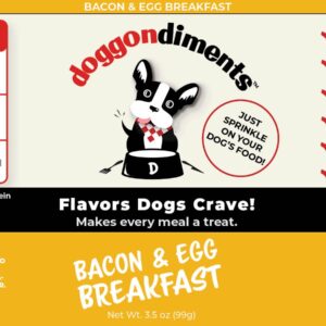 Doggondiments Bacon & Egg Breakfast Dog Food Topper, Fun People Food Flavors, Powder, Small & Large Breeds, Made in USA