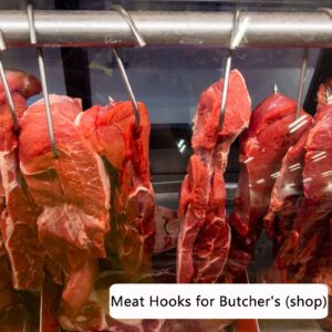 10 Inch Meat Hooks 5 PCS, Butcher Hooks Stainless Steel (8MM Diameter), Meat Processing Hooks, S-Shaped Hook for Hanging Bacon, Hunting Smoking Ribs, Drying, Grillling BBQ For Kitchen, Slaughterhouse