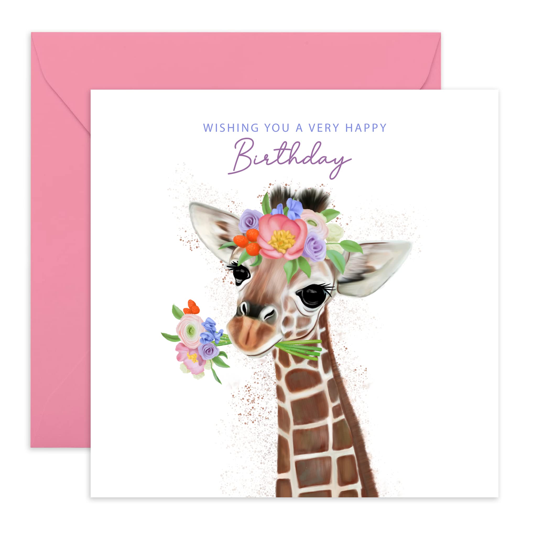 CENTRAL 23 Happy Birthday Card For Her - For Sister Niece Daughter - Floral Giraffe - Cute Birthday Wishes For Women - Gifts For Mom Aunt Grandma - Comes With Fun Stickers And Envelope