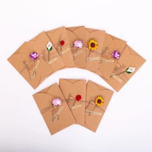 ksix 10pcs 4.3x6.9 inchs handmade vintage kraft blank note card thank notes, greeting card, paper flowers greeting cards, handmade invitation card, birthday party invitation card with envelopes