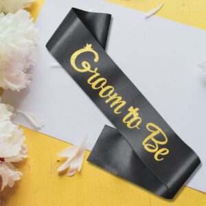 Groom to Be Sash, Glitter Gold Black Bachelorette Party Sash for Bridal Shower Wedding Party Accessories Supplies Engagement Gifts