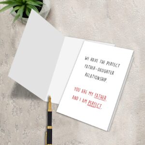 Leinessy Funny Fathers Day Card from Daughter, Humorous Dad Birthday Card, You are My Father and I am Perfect