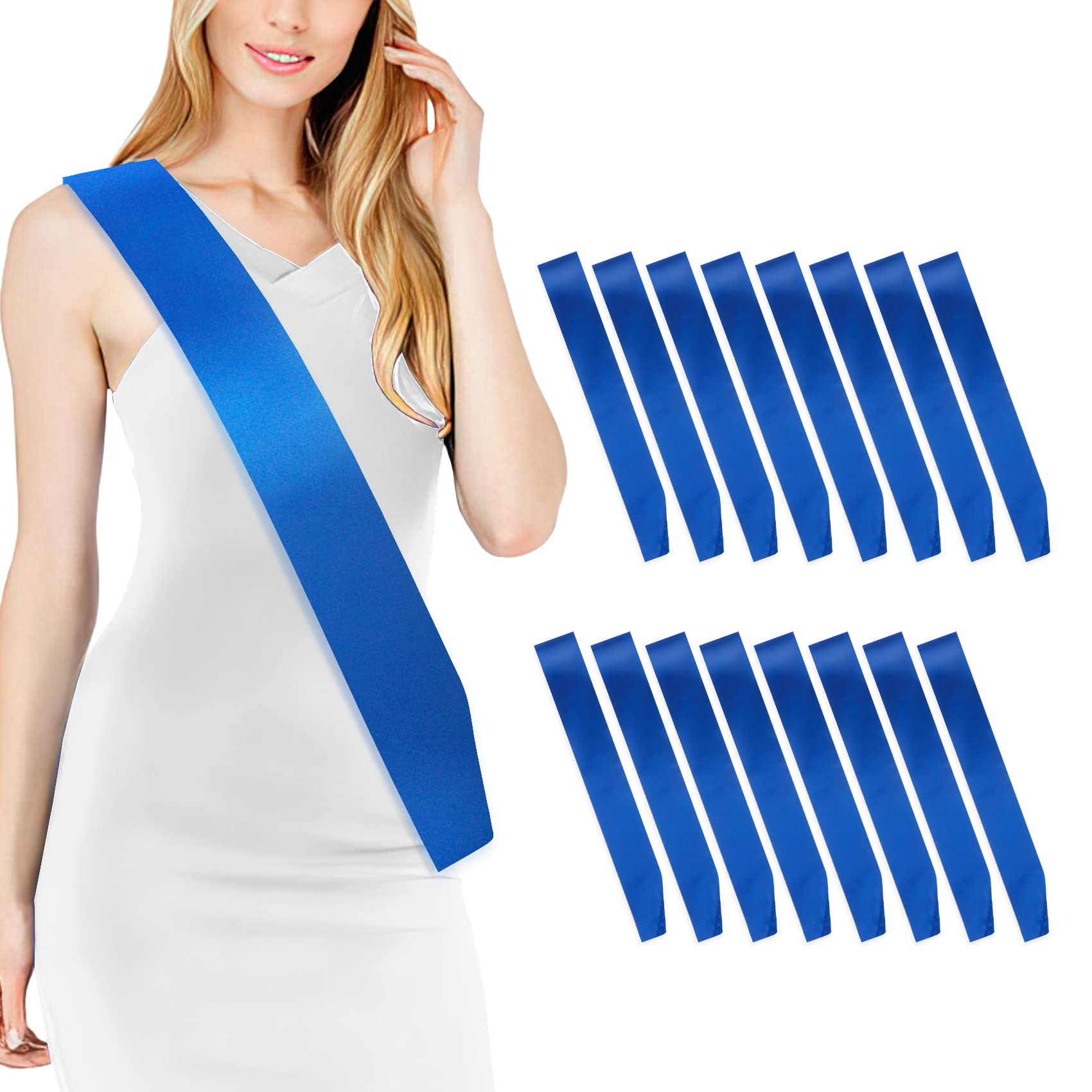 16 Pcs Sash Blank Satin Sash Royal Blue Sash Party, Bride To Be Sash, Plain Sash, Diy Sash Sashes For Pageants, Birthday, Party, Graduation, Hen Party, Homecoming, Wedding, Make Your Own Sash