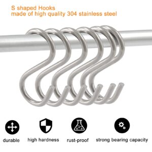 HARSKIYER 12pcs 304 Stainless Steel S Hooks, 0.12'' / 3mm Metal S Shaped Hooks Heavy Duty Hangers Hanging Hooks for Hanging Pots Plants Cups Clothes Keys Caps