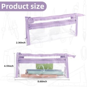 eggigi Clear Pencil Case with Zipper, Makeup Color Pouch, Cosmetics Bag, Multi-Purpose Travel Adult Transparent Stationary Bag, Office Organizer Box for Adluts (Purple)