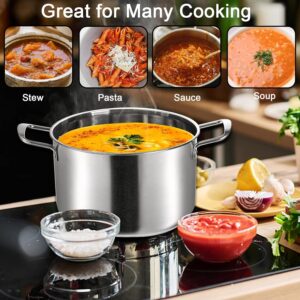 ZENFUN 6 Quart Steamer Pot, 18/10 Stainless Steel Steam Pot, Stock Pot with Glass Lid, Cooking Pot with Lid Suitable for Soups, Stews, Sauce Pot, Induction Pot, Multipots, Pasta Cooker Steamer