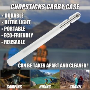 Carimee Titanium Chopsticks 1 Pair with Carry Case, 9” Lightweight Chopsticks reusable, Travel utensils, Non-Slip, Dishwasher Safe, Eco-Friendly, Portable, 2023 Gifts Set- White Case