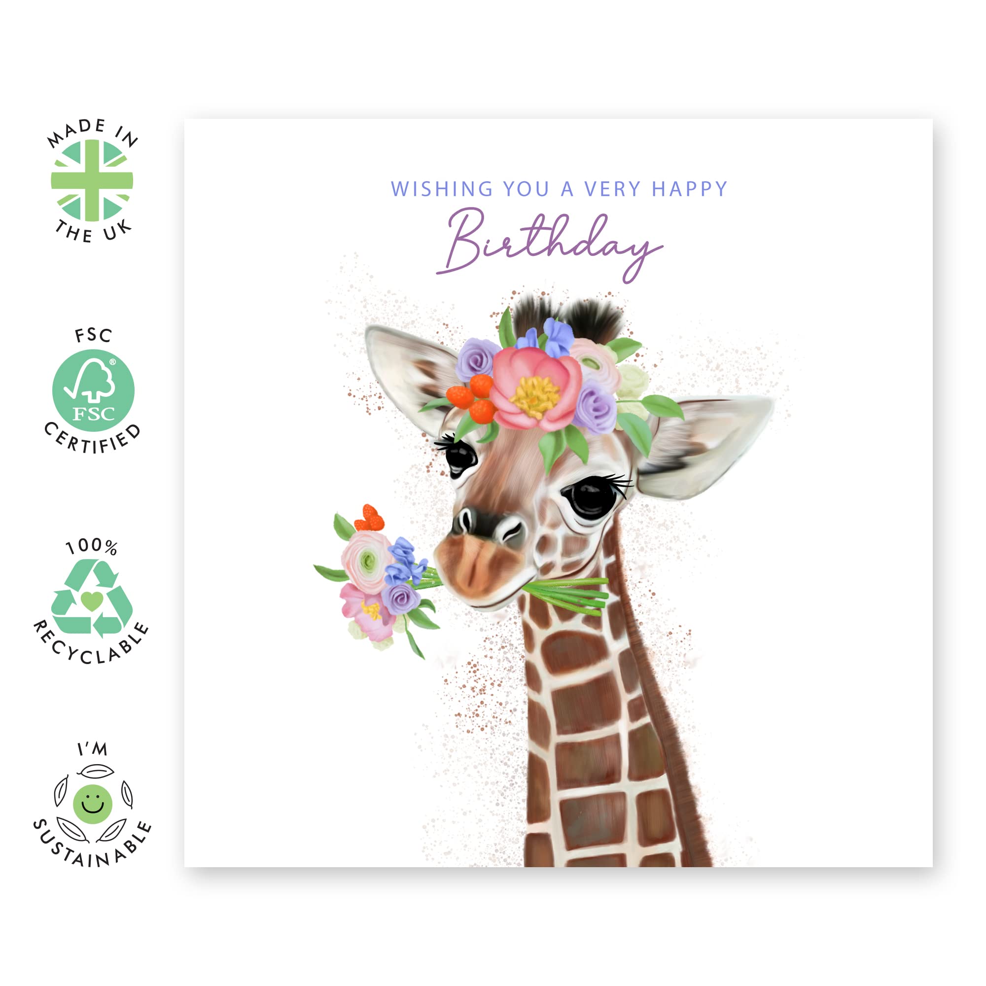 CENTRAL 23 Happy Birthday Card For Her - For Sister Niece Daughter - Floral Giraffe - Cute Birthday Wishes For Women - Gifts For Mom Aunt Grandma - Comes With Fun Stickers And Envelope