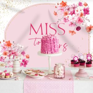 Rsuuinu Miss to Mrs Bridal Shower Backdrop Pink Flowers Golden Dots Photography Background Wedding Bride to Be Cake Table Party Decorations Banner Supplies Favors Photo Booth Studio Props 7x5ft