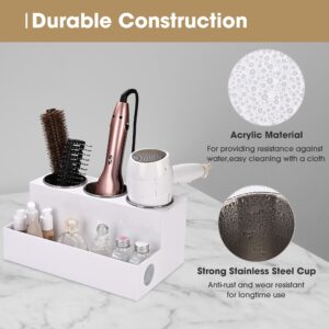 BYOOTIQUE Bathroom Hair Tool Organizer Acrylic Blow Dryer Holder Wall Mount/Countertop Tool Holder