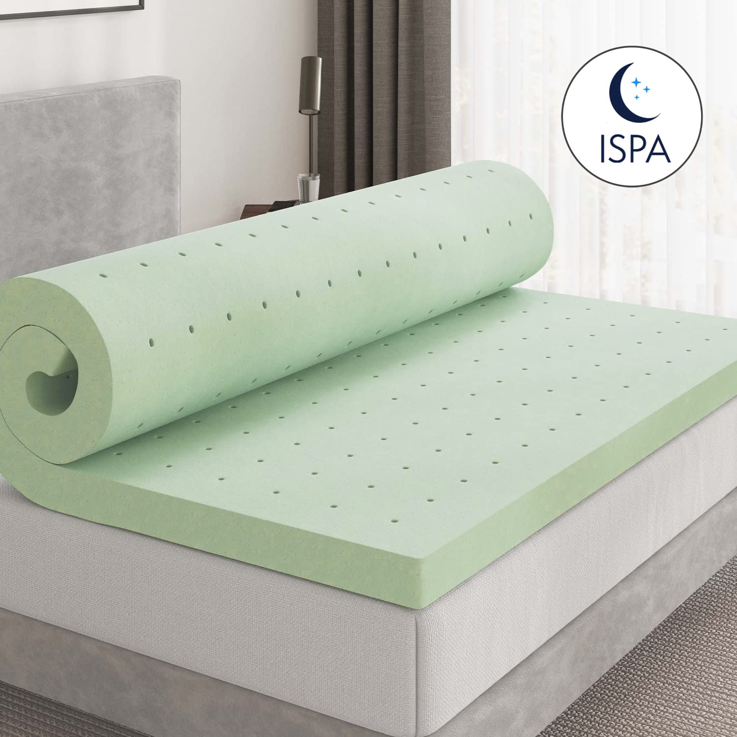 Novilla Mattress Topper King, High Density 4 Inch Memory Foam Mattress Topper with Gel Infusion for Pressure-Relieving & Cooling, Medium Soft King Size Mattress Topper, Airflow Design Green