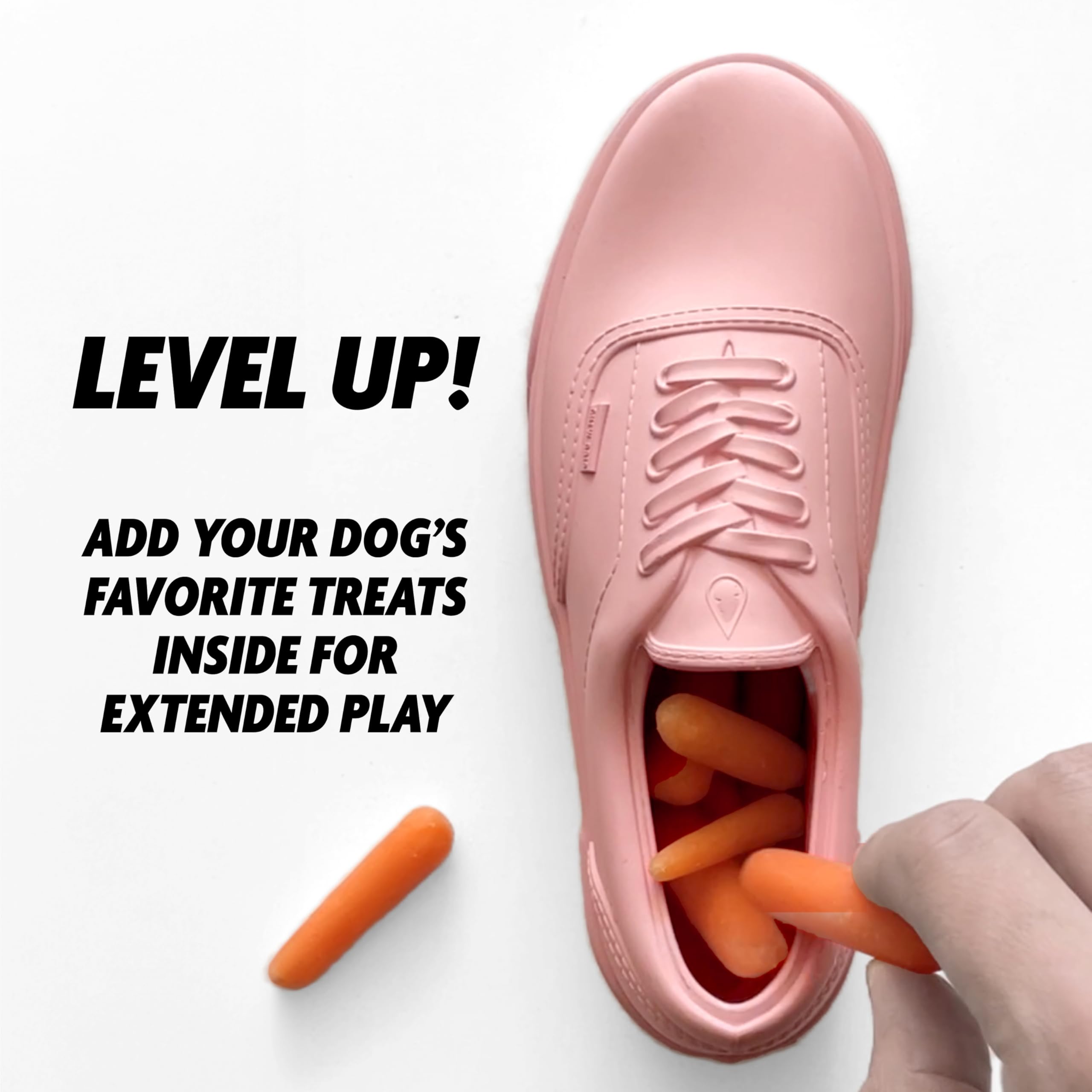 Chew Drip Premium Beef-Flavored Dog Chew Toy, Sneaker Shoe, Large, Natural Rubber, Heavy Duty, Powder Pink