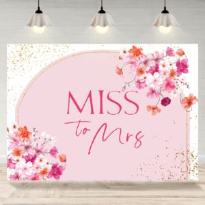 rsuuinu miss to mrs bridal shower backdrop pink flowers golden dots photography background wedding bride to be cake table party decorations banner supplies favors photo booth studio props 7x5ft