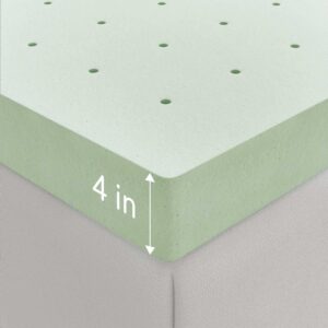 Novilla Mattress Topper King, High Density 4 Inch Memory Foam Mattress Topper with Gel Infusion for Pressure-Relieving & Cooling, Medium Soft King Size Mattress Topper, Airflow Design Green