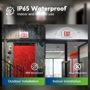 FREELICHT 2 PACK Red LED IP65 Waterproof Exit Sign with Battery Backup，Exit Sign for Business，Easy To Install，UL Certified，AC 120/277V.