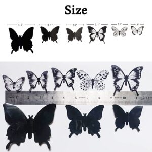 Ewong 3D Butterfly Wall Decor - 66Pcs Black Butterfly Decoration Party Cake Decorations - Removable Waterproof Butterfly Wall Decal Birthday Home Room Decor Bathroom Bedroom Sticker & Murals