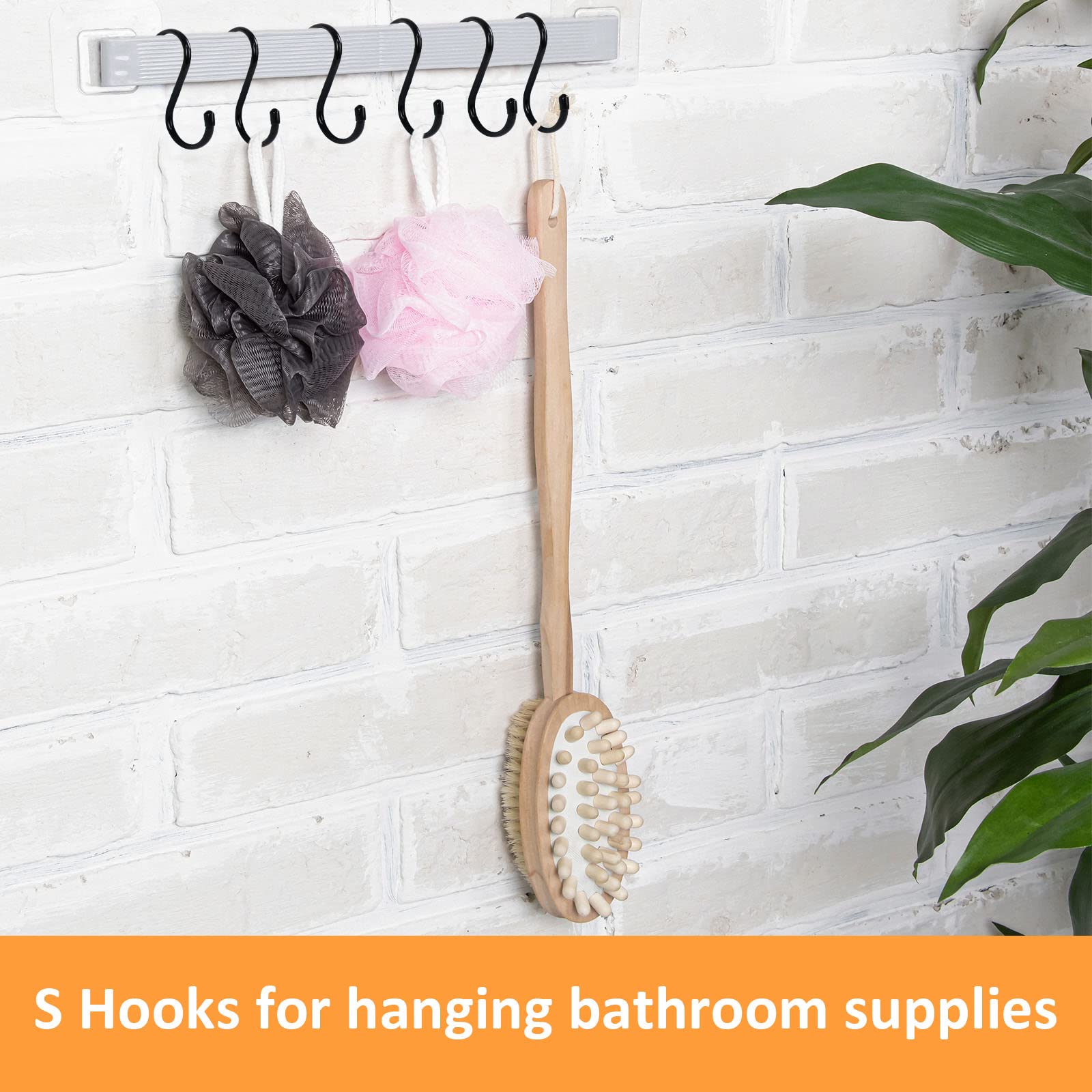 HiGift 12 Pack Vinyl Coated S Hooks, 5 Inch Large S Hooks for Hanging Plant Heavy Duty, Non Slip Metal Black Rubber Coated Closet S Hooks for Hanging Jeans Plants Pot Pan Cups Clothes Curtain