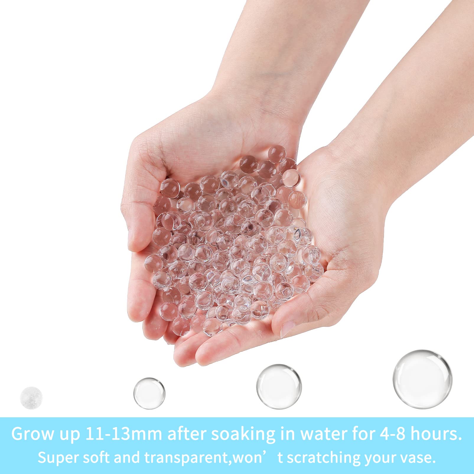 MAGICLUB 120,000 Clear Super Absorbent Polymer Beads, Round, Non-Toxic for Vase Filler, Soilless Planting, Wedding Centerpiece Floral Arrangement