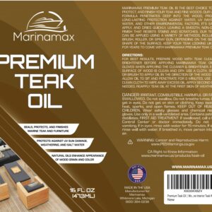 Premium Teak Oil 16 Oz | Wood Oil, Preserver, Stain, Sealer, and Protector | Great for Teak Furniture and Boat and Marine Interior Teak Wood