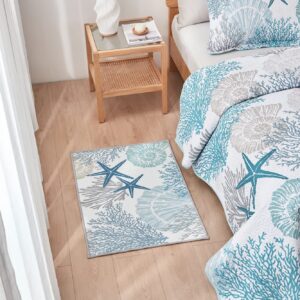 Tritard Coastal Runner Rug 2x6 Nautical Kitchen Hallway Rugs Beach Themed Non-Slip Indoor Floor Mat Machine Washable Rugs Carpet for Bathroom Living Room Bedroom Laundry Room Entryway, Blue