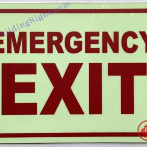 Photoluminescent EMERGENCY EXIT SIGN/GLOW IN THE DARK FIRE EMERGENCY EXIT SIGN (ALUMINIUM, 7X10 INCH,HEAVY DUTY, RUST FREE)