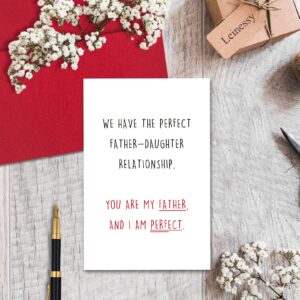 Leinessy Funny Fathers Day Card from Daughter, Humorous Dad Birthday Card, You are My Father and I am Perfect