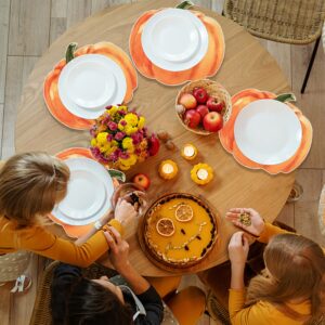 30 PCS Pumpkin Paper Place Mats Fall Disposable Table Placemats Thanksgiving Autumn Party Tablemats Orange Paper Table Mats for Harvest Halloween Holiday Table Decor Kitchen Home 12.6 x 11.3 inch