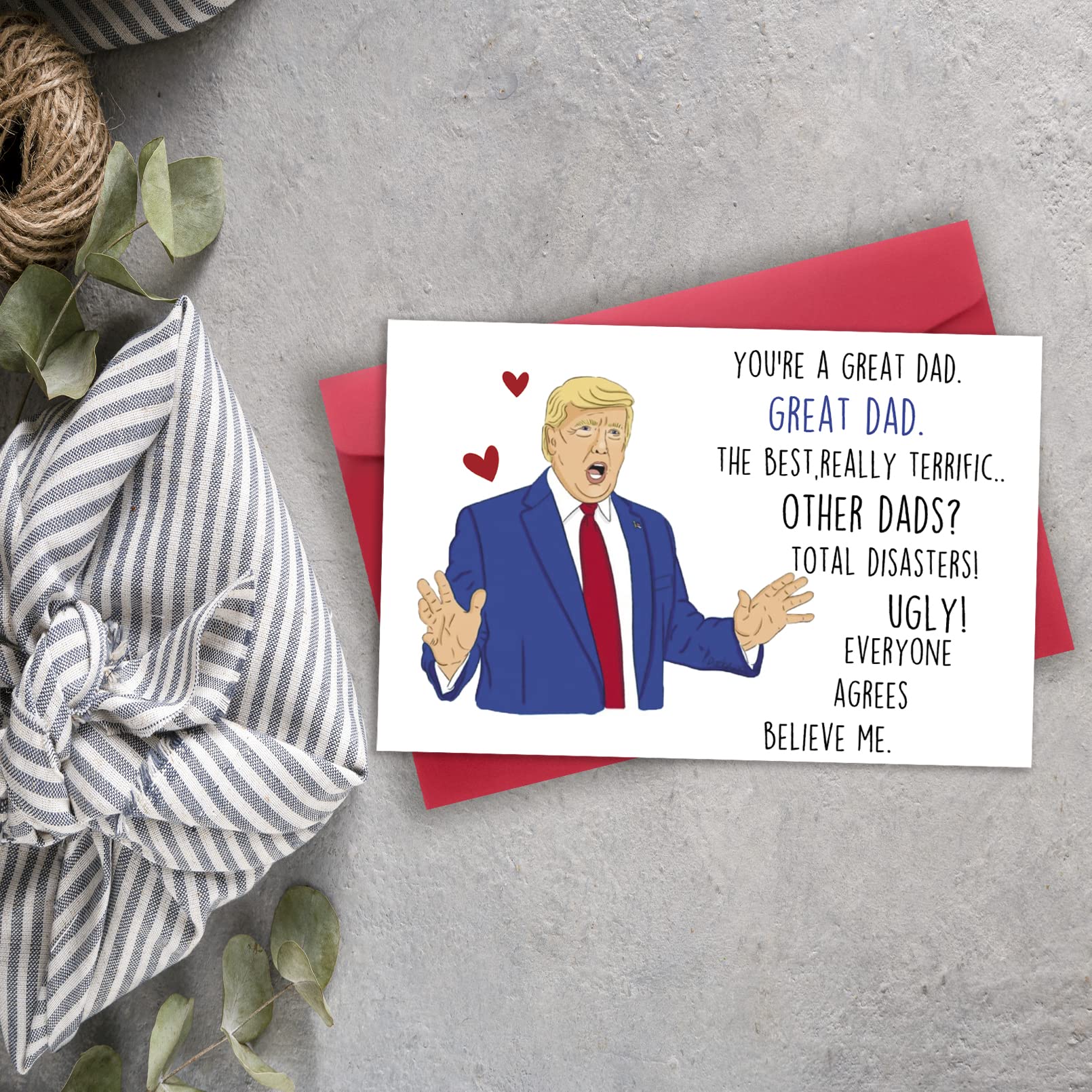 YiKaLus Trump Fathers Day Card for Daddy, Great Donald Trump Father’s Day Gifts for Father In Law, Happy Birthday Card for Bonus Dad, Cool Bday Gift Idea from Daughter Son