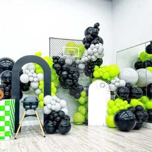 Green and Black Balloon Arch Kit, Latex Birthday Balloons Green Black Grey Silver Balloon Garland Kit 5 10 18 inch Party Balloons for Baby Shower Decorations Birthday Wedding Graduation Party