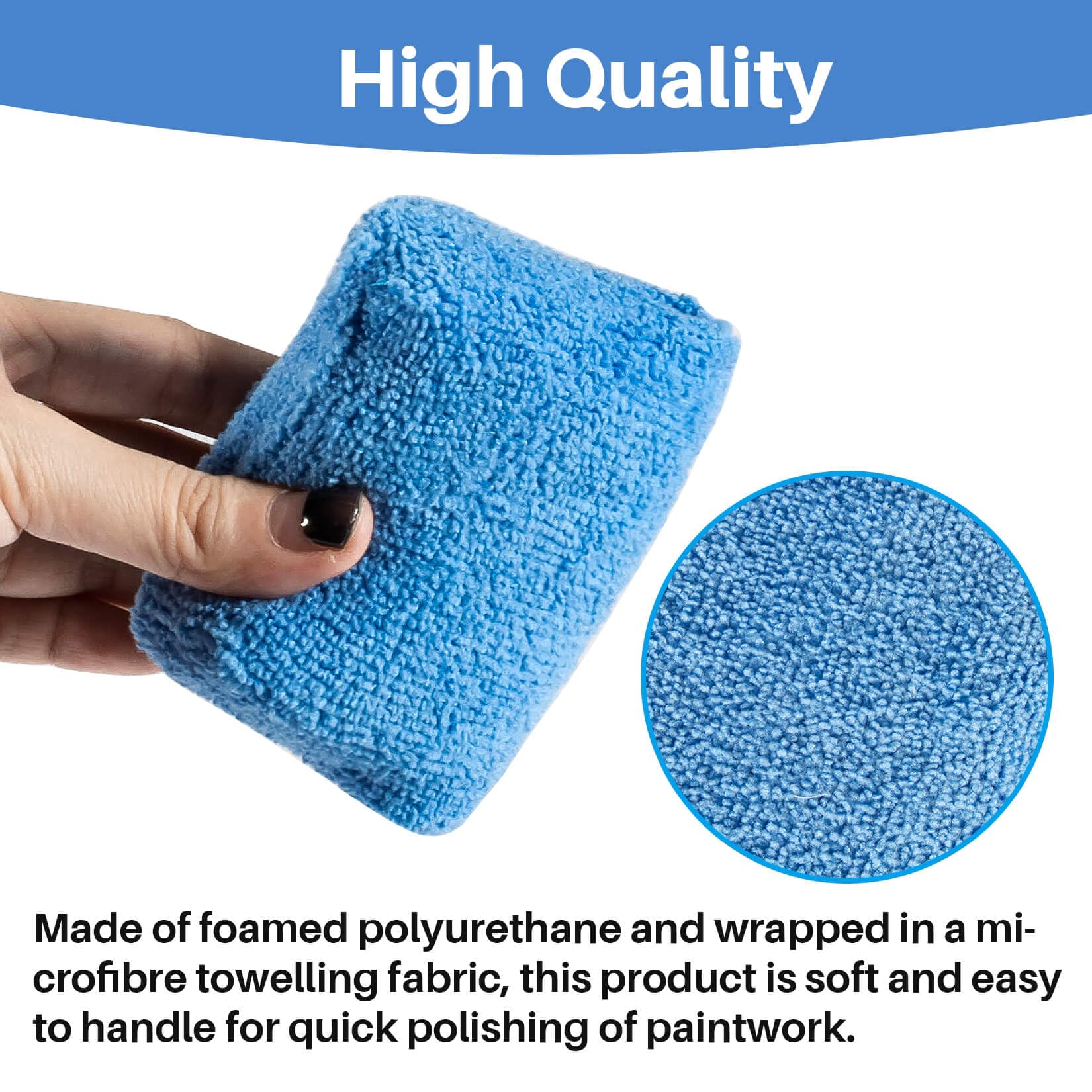 Sukh Microfiber Rectangle Sponge Detailing Pads - Microfiber Wax Foam Applicator Pads for Car Wax Applicator Pad 4.72x3.15 inch 7 Pack-Blue