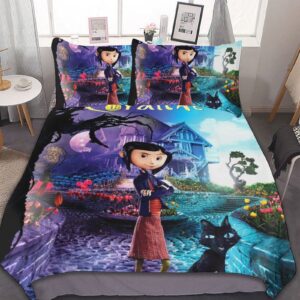 cora_line funny bedding set 3-piece 79"x90" cartoon room decor with 1 duvet cover and 2 pillowcase all season