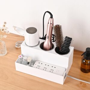 BYOOTIQUE Bathroom Hair Tool Organizer Acrylic Blow Dryer Holder Wall Mount/Countertop Tool Holder