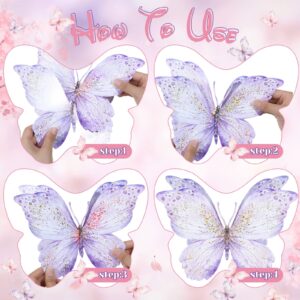 Wesiti 18 Pieces Butterfly Baby Shower Birthday Decorations Butterfly Party Tables Centerpieces 10 x 7 Inch Pink Purple Butterflies Table Toppers for Wedding Birthday Party Supplies(Classic Style)