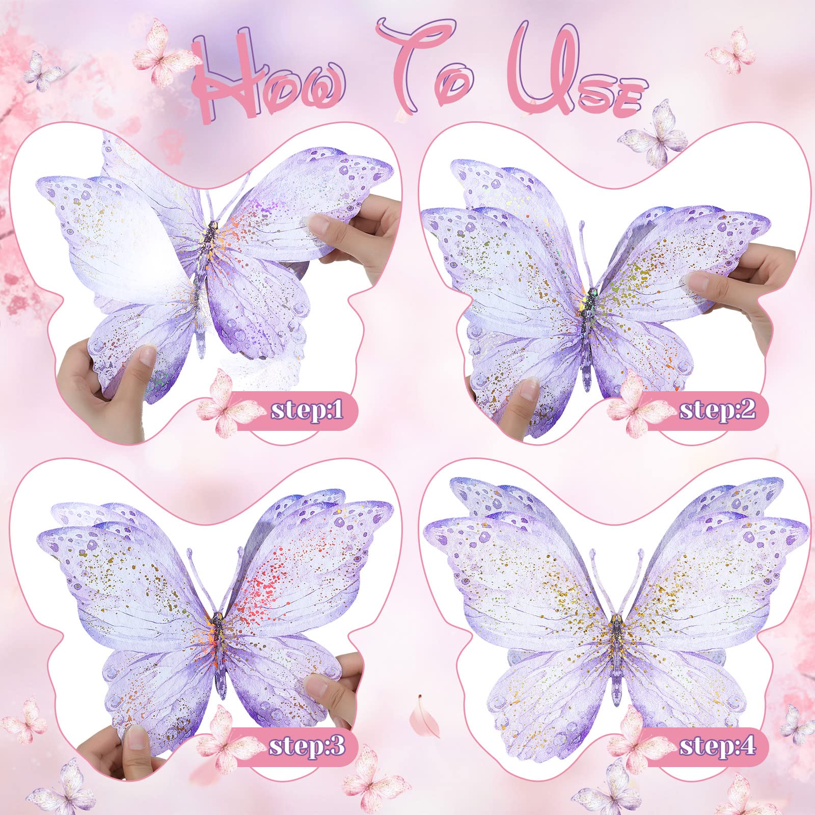 Wesiti 18 Pieces Butterfly Baby Shower Birthday Decorations Butterfly Party Tables Centerpieces 10 x 7 Inch Pink Purple Butterflies Table Toppers for Wedding Birthday Party Supplies(Classic Style)