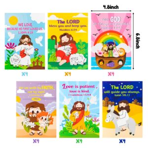 ANGOLIO 24Pcs Christian Religious Coloring Books Bulk for Kids DIY Art Drawing Book for Sunday School Prizes Back to School Classroom Rewards Church Activity Carnival Party Favors, 6 Styles