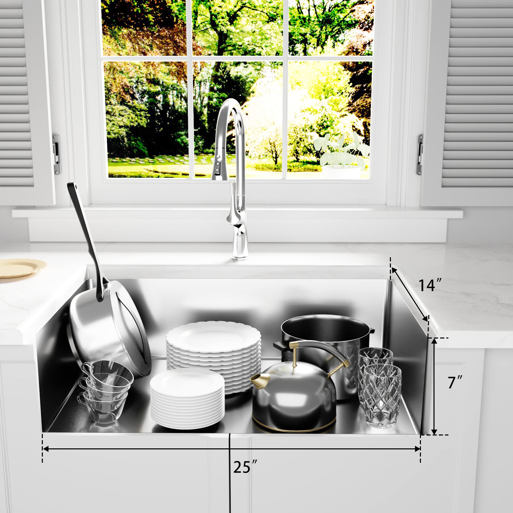 MILOSEN RV Kitchen Sink, 27''×16''×7'' Stainless Steel Undermount Kitchen Sink, Single Bowl Kitchen Sinks, Kitchen Sink for RV, 7 inch Depth Outdoor Kitchen Sink