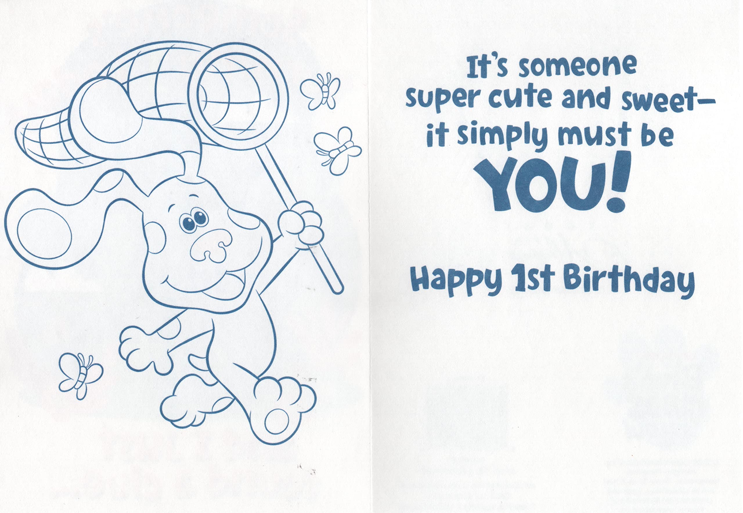 Blue's Clues 1st Birthday Coloring Card Someone is Turning (One) 1 Today