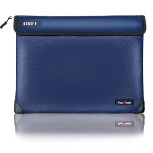 fireproof waterproof money document bag - with 4200°f heat insulated, safe storage pouch with zipper, upgraded 8 layers of functional materials for valuables (13.9"x10.6", blue)