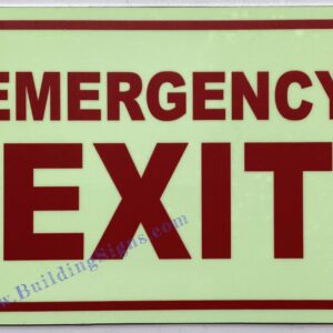 Photoluminescent EMERGENCY EXIT SIGN/GLOW IN THE DARK FIRE EMERGENCY EXIT SIGN (ALUMINIUM, 7X10 INCH,HEAVY DUTY, RUST FREE)