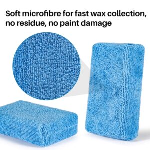 Sukh Microfiber Rectangle Sponge Detailing Pads - Microfiber Wax Foam Applicator Pads for Car Wax Applicator Pad 4.72x3.15 inch 7 Pack-Blue