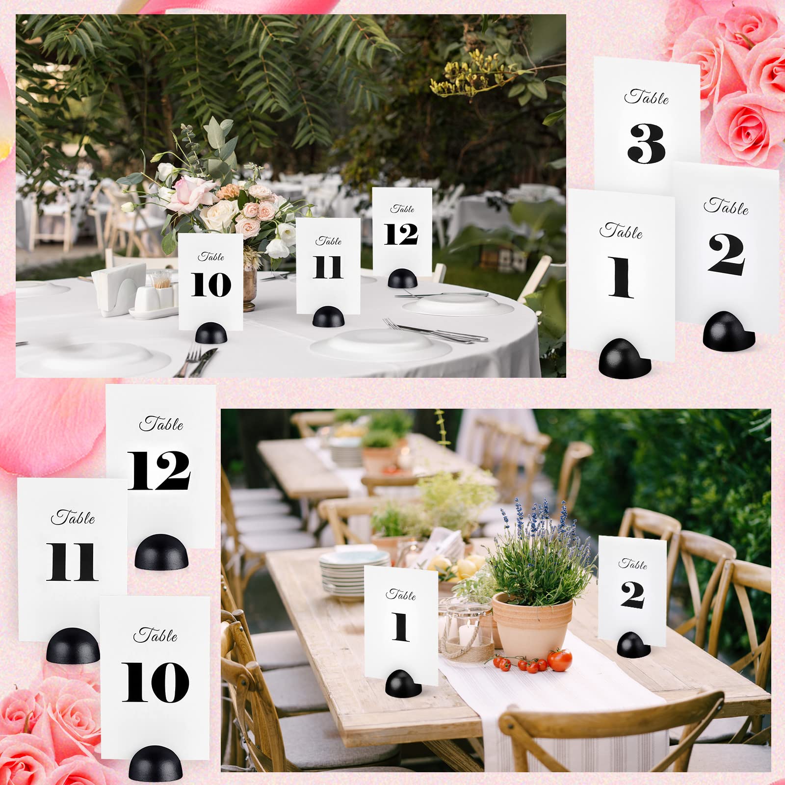 20 Pieces Table Number Cards Round Table Number Stands Modern Cursive Table Number 1-20 for Wedding Reception Anniversary Party Restaurant Events 4 x 6 Inches (Black)