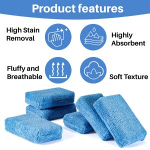 Sukh Microfiber Rectangle Sponge Detailing Pads - Microfiber Wax Foam Applicator Pads for Car Wax Applicator Pad 4.72x3.15 inch 7 Pack-Blue